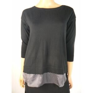 Ann Taylor Black Cotton Blend White Polka Dot 3/4 Sleeve Sweater S 4 6 NEW A905